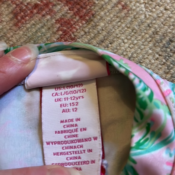 Tommy Bahama pink and green palm tree one piece swimsuit. Size 10-12. - Picture 4 of 4